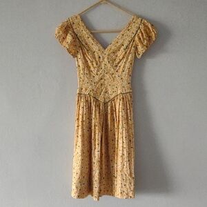 Mr. Mort Saks Fifth Avenue Exclusive Floral Yellow Dress